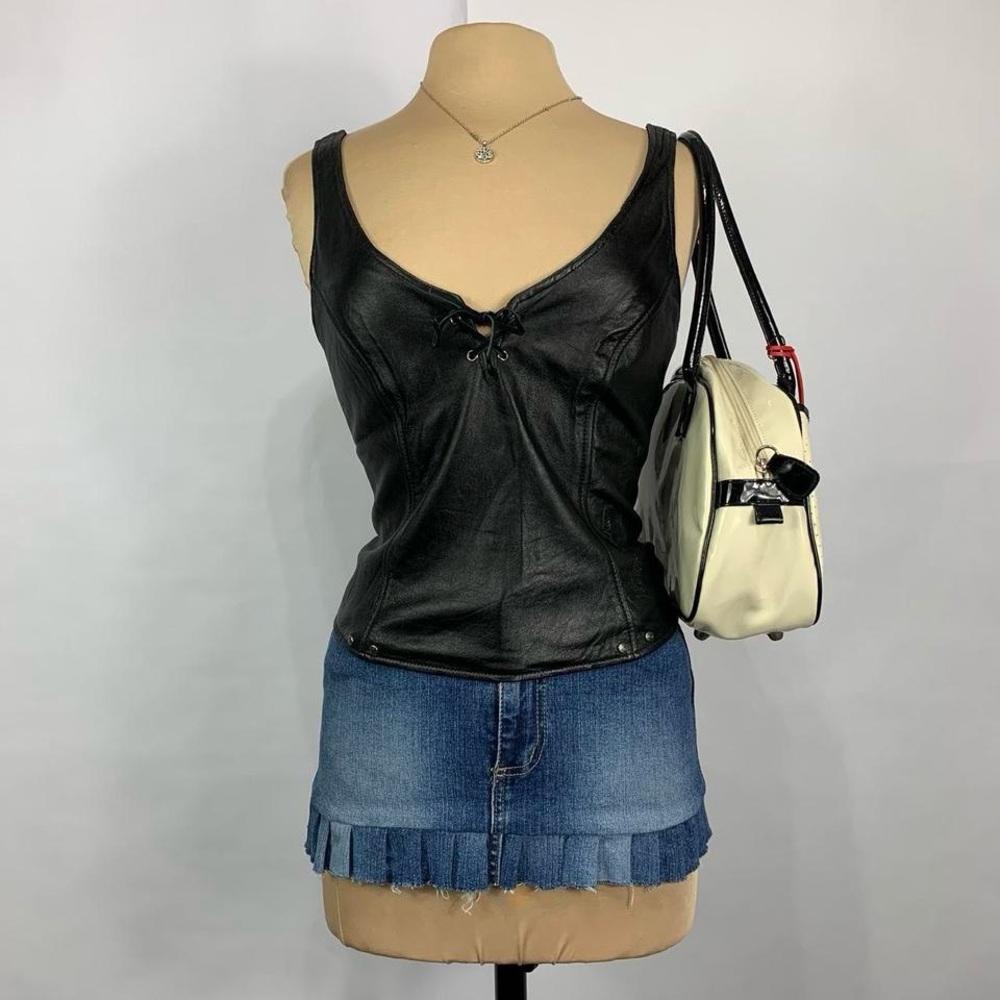 Y2K Harley Davidson Leather Lace Up Tank